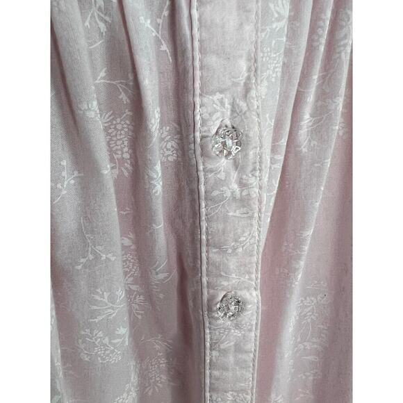 Eileen West Vintage Cotton Long Sleeve Lace Trim Button Front Nightgown Pink S - Picture 7 of 11